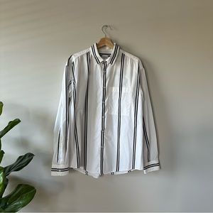 Zara relaxed fit striped button up shirt men’s large